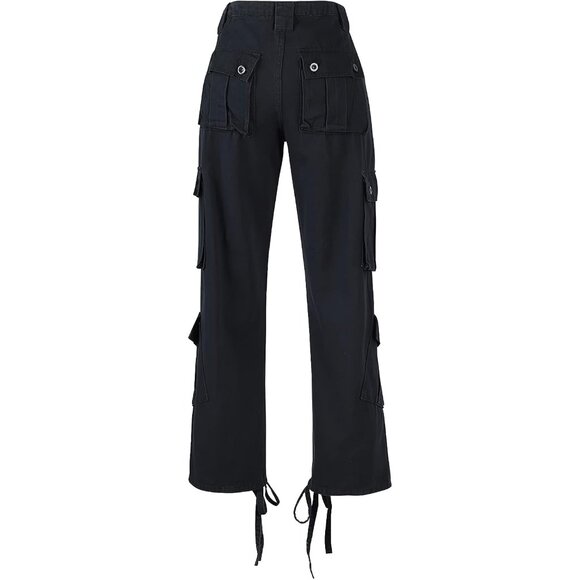 Women High Waisted Cargo Jeans Wide Leg Baggy Streetwear Denim Pants - Picture 5 of 7